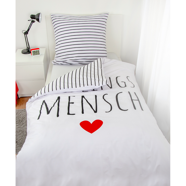 Bettwäsche Lieblingsmensch - Baumwollstoff - Weiß / Schwarz