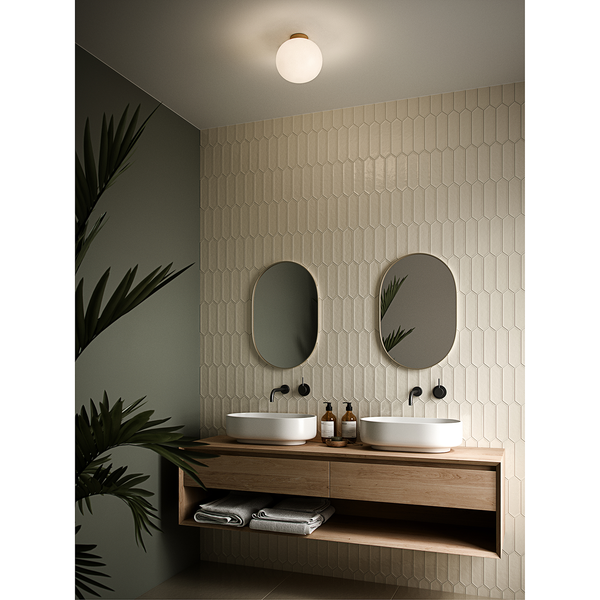 Deckenleuchte Alton I - Opalglas / Stahl - 1-flammig