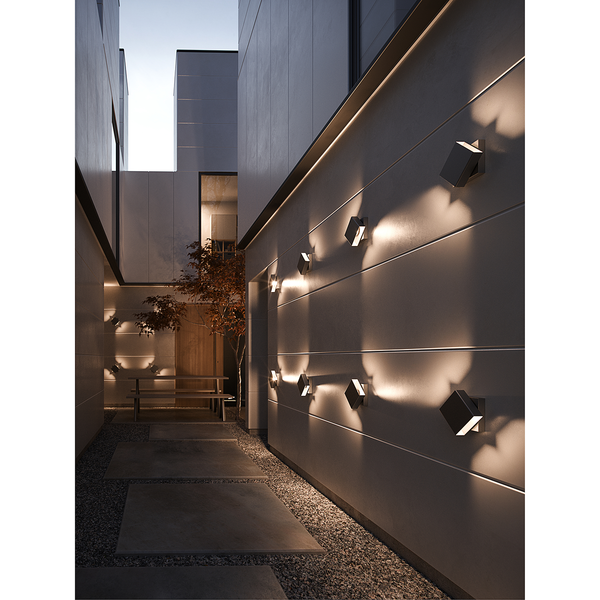 LED-Wandleuchte Turn - Aluminium - 2-flammig - Schwarz