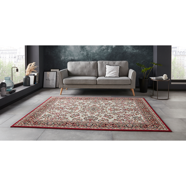Kurzflorteppich Cublize I - Polypropylen - Creme / Rot - 80 x 150 cm
