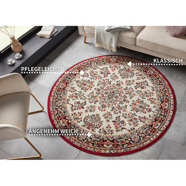 Kurzflorteppich Cublize I - Polypropylen - Creme / Rot - 80 x 150 cm
