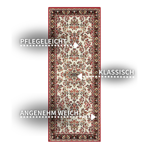 Kurzflorteppich Cublize I - Polypropylen - Creme / Rot - 80 x 150 cm