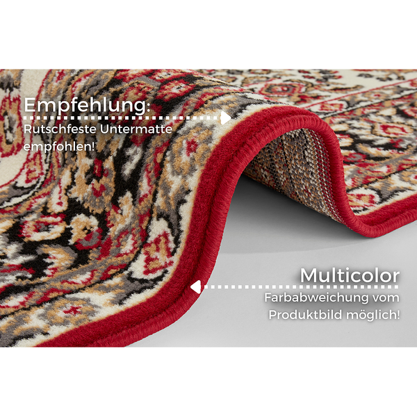 Kurzflorteppich Cublize I - Polypropylen - Creme / Rot - 80 x 150 cm