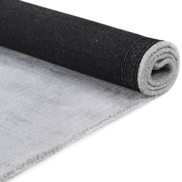 Kurzflorteppich Shine - Viskose - Silber - 65 x 135 cm