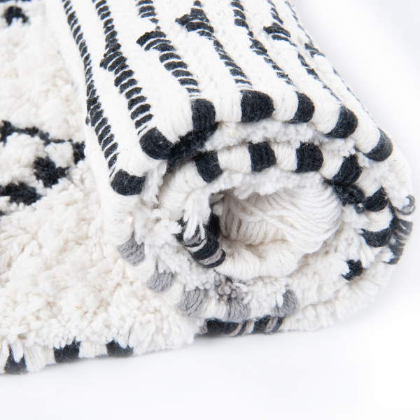 Badteppich Ethno ZigZag - Baumwolle - Naturweiß - 60 x 100 cm