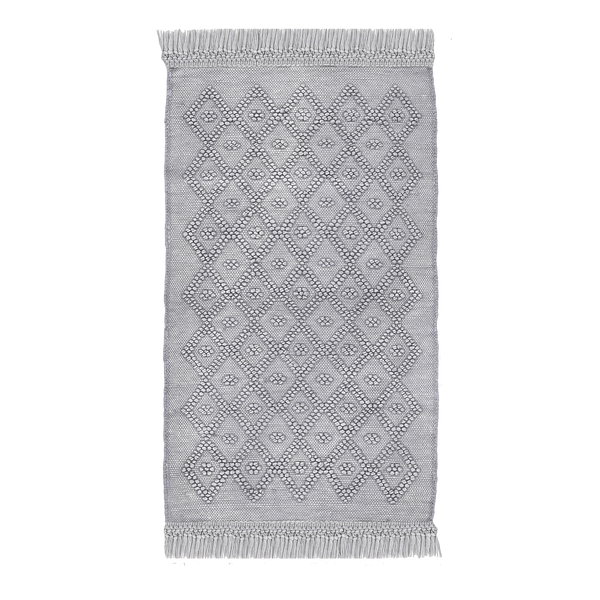 Badteppich Vintage - Baumwolle - Lichtgrau - 70 x 160 cm