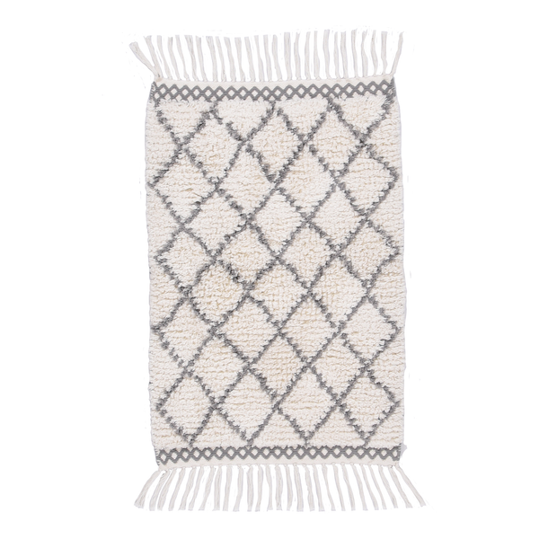 Badteppich Ethno Beni - Baumwolle - Naturweiß - 70 x 120 cm