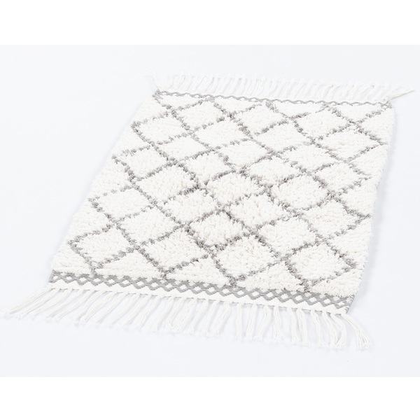 Badteppich Ethno Beni - Baumwolle - Naturweiß - 70 x 120 cm