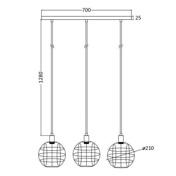 Pendelleuchte Le Vey I - Eisen - 3-flammig