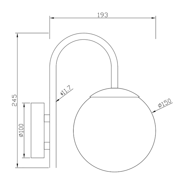 Wandleuchte Le Russey - Opalglas / Eisen - 1-flammig