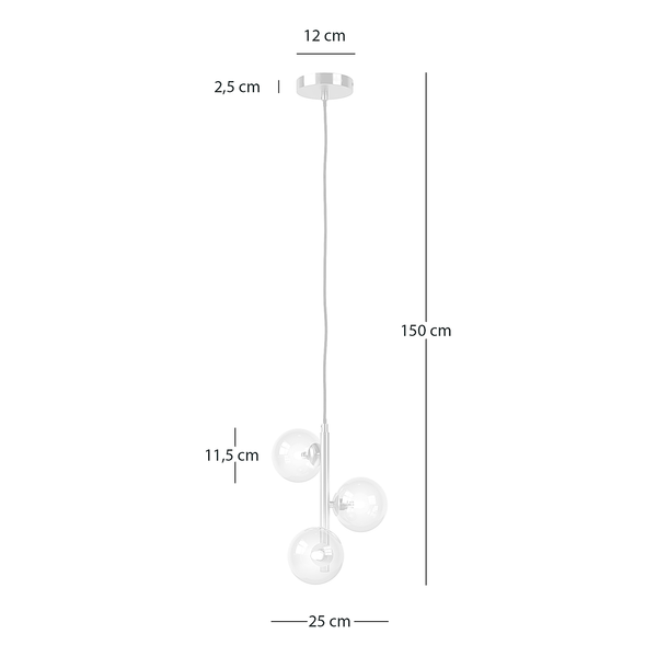 Pendelleuchte KJUL 3-flammig - Metall Gold glänzend / Glas Bernsteinfarben