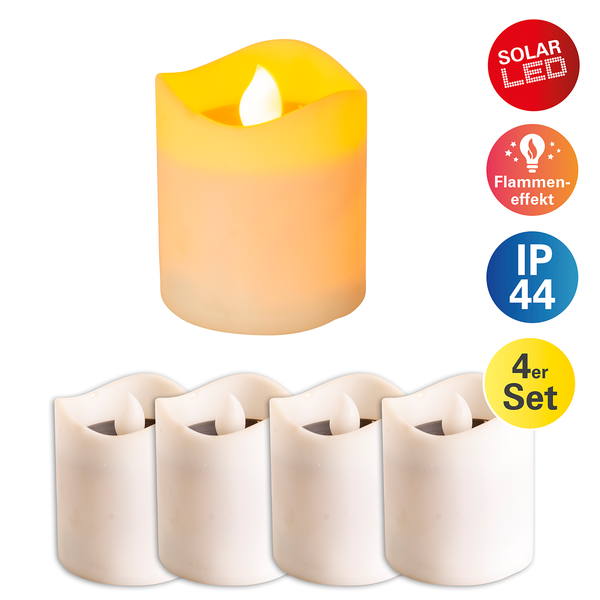 LED-Solarkerze Teuilac (4er-Set) - Polycarbonat - 1-flammig