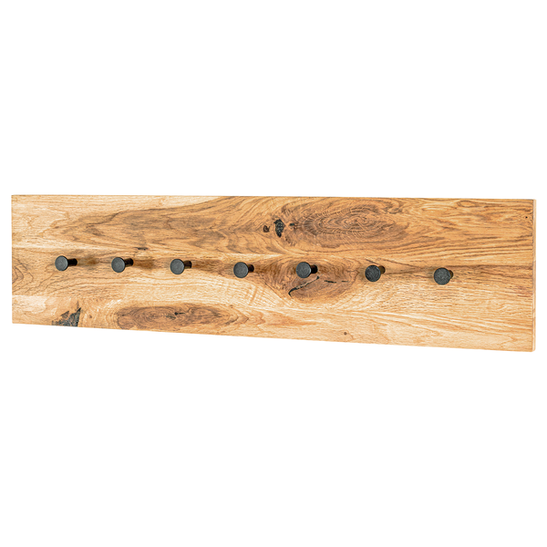 Garderobenleiste Oderen I - Eiche massiv / Metall - Eiche / Schwarz