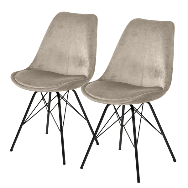 Polsterstuhl Bonito 2er-Set - Samt Vilda: Sand