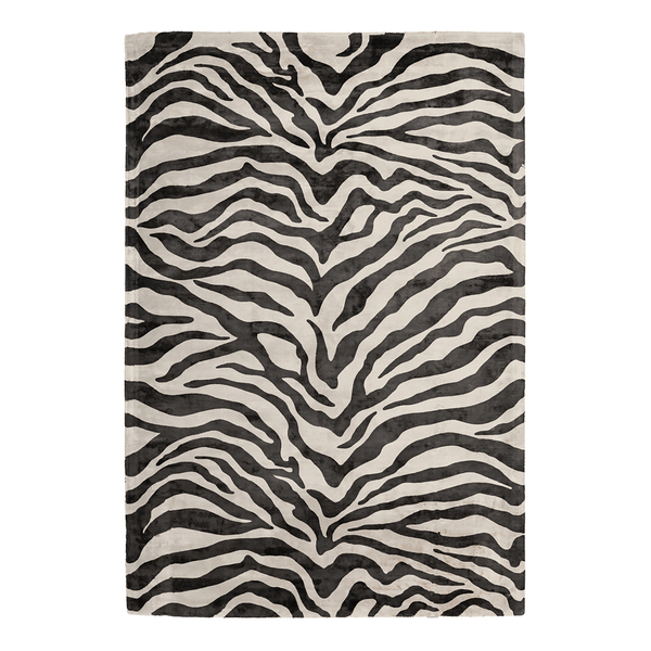 Kurzflorteppich Sinai 125 - Viskose - Schwarz / Creme - 80 x 150 cm