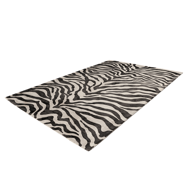 Kurzflorteppich Sinai 125 - Viskose - Schwarz / Creme - 80 x 150 cm