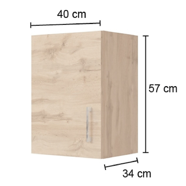 Hängeschrank Sorrento I - Grau / Wotaneiche Dekor - Breite: 40 cm