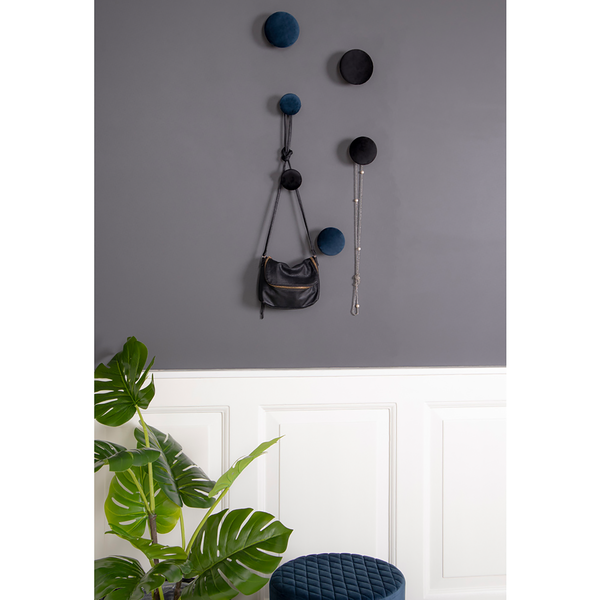 Garderobenhaken Giza (3-teilig) - Samtstoff - Blau