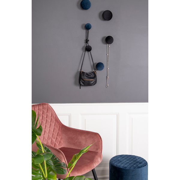 Garderobenhaken Giza (3-teilig) - Samtstoff - Blau