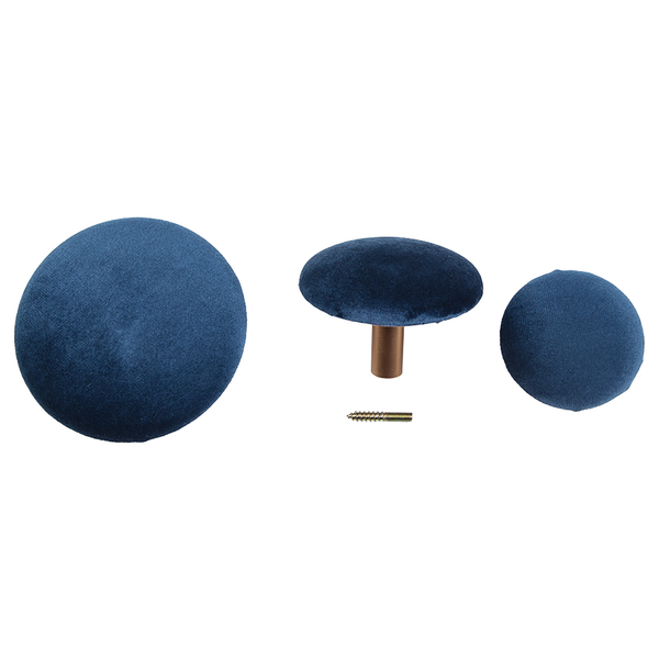 Garderobenhaken Giza (3-teilig) - Samtstoff - Blau