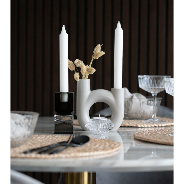 Kerzenhalter Mira - Kristallglas - Grau