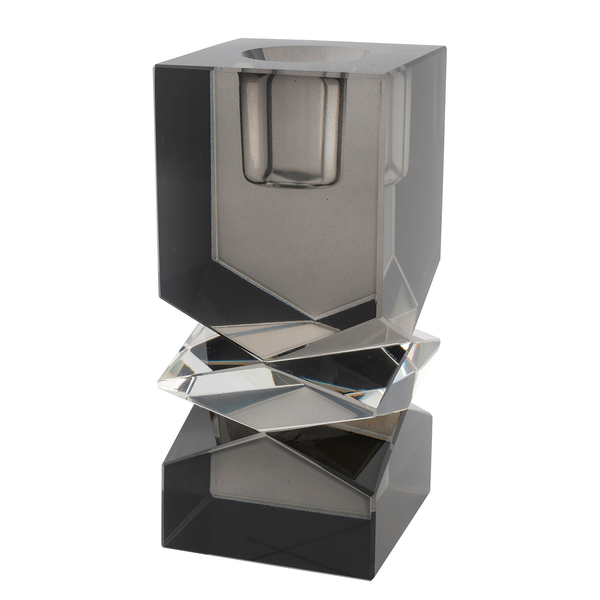Kerzenhalter Mira - Kristallglas - Grau
