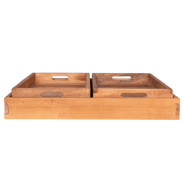 Tablett Faro I (3-teilig) - Teakholz - Braun
