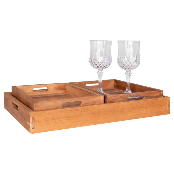 Tablett Faro I (3-teilig) - Teakholz - Braun