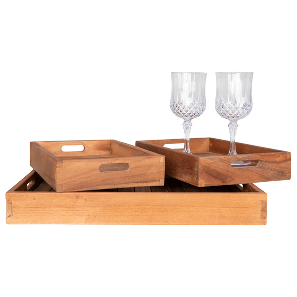 Tablett Faro I (3-teilig) - Teakholz - Braun
