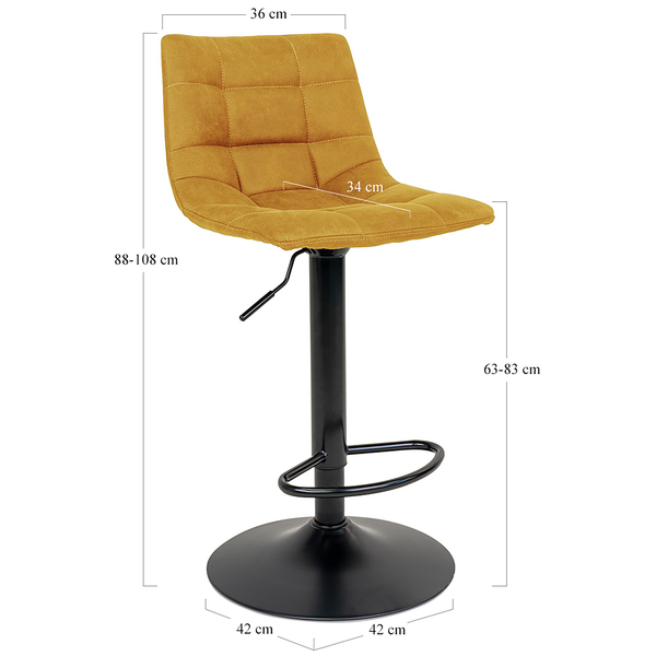 Barstuhl Bazian (2er-Set) - Microfaser / Stahl - Senfgelb