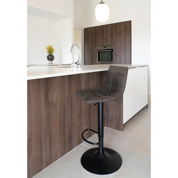 Barstuhl Bazian (2er-Set) - Microfaser / Stahl - Taupe