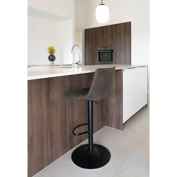 Barstuhl Bazian (2er-Set) - Microfaser / Stahl - Taupe
