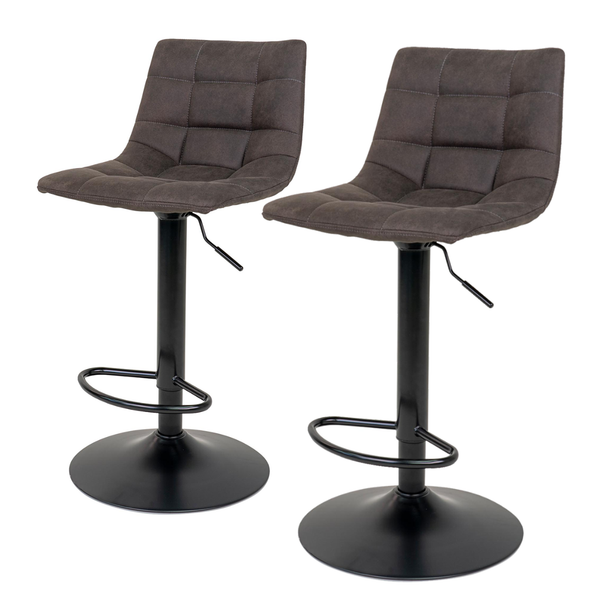 Barstuhl Bazian (2er-Set) - Microfaser / Stahl - Taupe