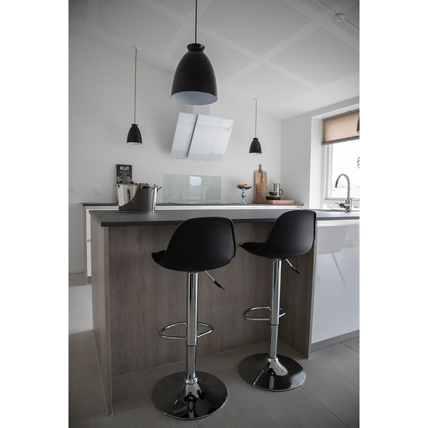 Barstuhl Gambetta (2er-Set) - Kunstleder / Chrom - Schwarz / Chrom