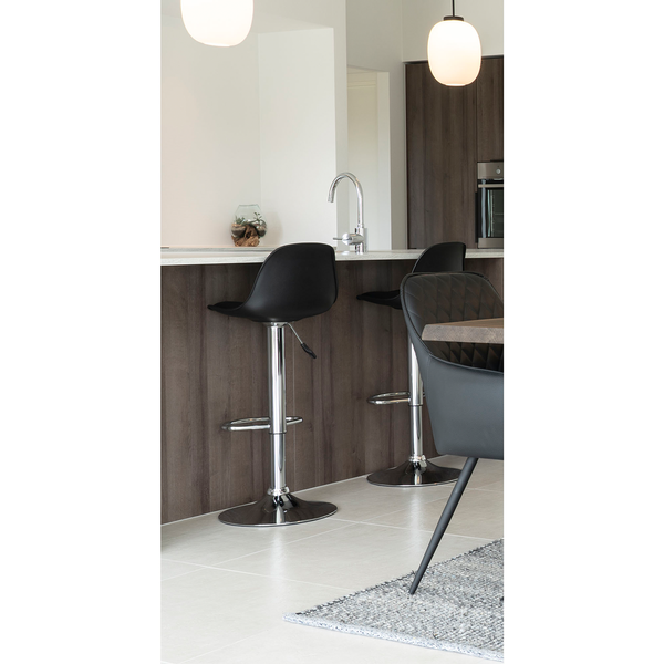 Barstuhl Gambetta (2er-Set) - Kunstleder / Chrom - Schwarz / Chrom
