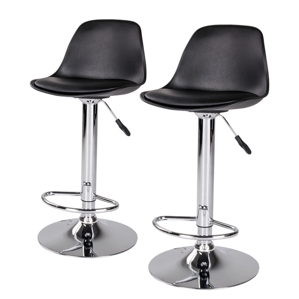 Barstuhl Gambetta (2er-Set) - Kunstleder / Chrom - Schwarz / Chrom