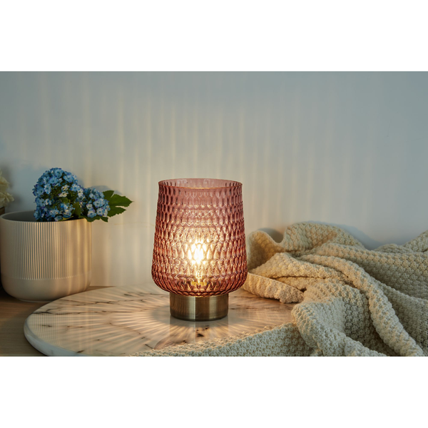 LED-Tischleuchte Rose Glamour - Klarglas / Messing - 1-flammig