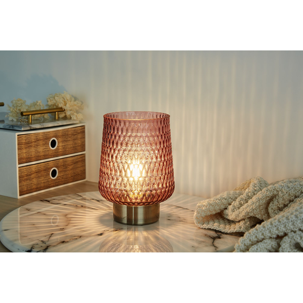 LED-Tischleuchte Rose Glamour - Klarglas / Messing - 1-flammig