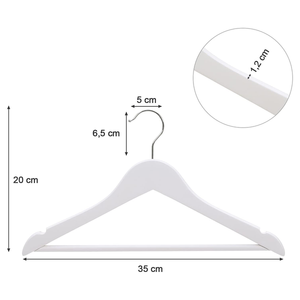 Kinderkleiderbügel Bollene (20er-Set) - Ahornholz - Weiß / Silber