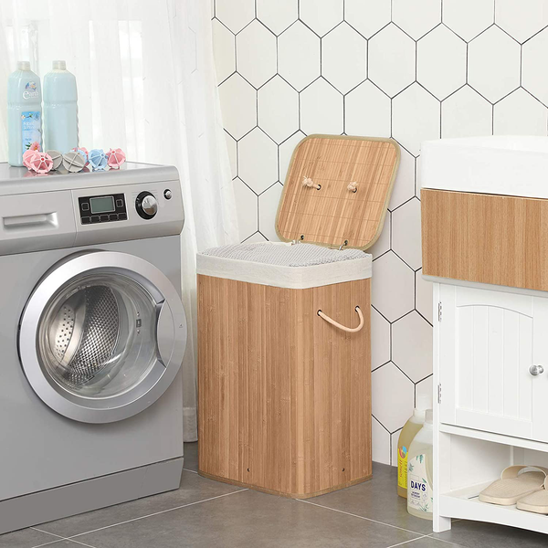 Wäschekorb Mondeville - Bambus / Webstoff - Beige