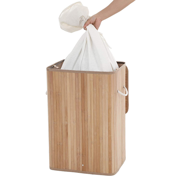 Wäschekorb Mondeville - Bambus / Webstoff - Beige