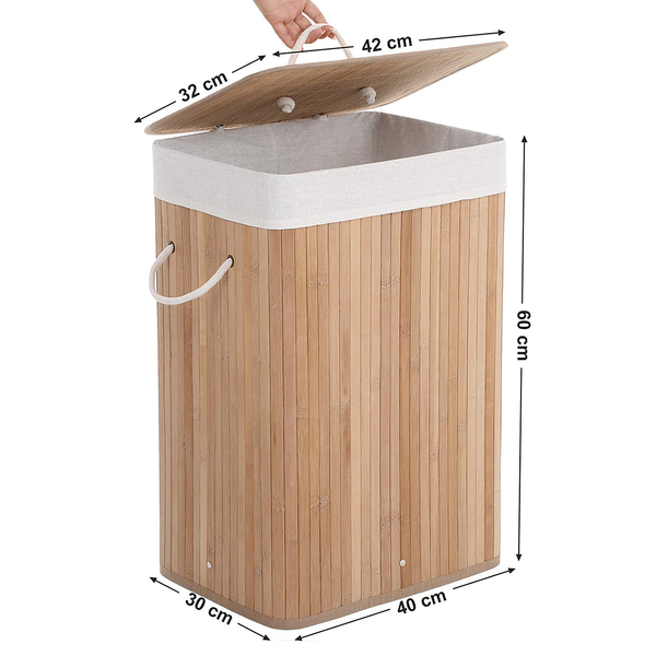 Wäschekorb Mondeville - Bambus / Webstoff - Beige