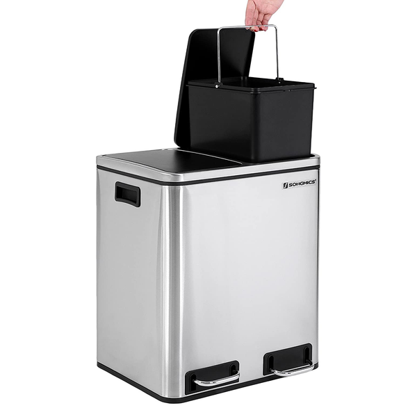 Mülleimer Bonnac - Stahl / Polypropylen  - Silber / Schwarz