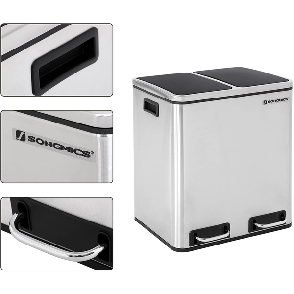 Mülleimer Bonnac - Stahl / Polypropylen  - Silber / Schwarz