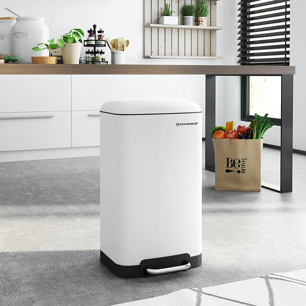 Mülleimer Milizac I - Edelstahl / ABS - Fassungsvermögen: 30 L - Weiß