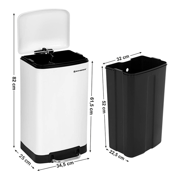 Mülleimer Milizac I - Edelstahl / ABS - Fassungsvermögen: 30 L - Weiß