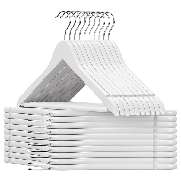 Kleiderbügel Bouvante (20er-Set) - Ahornholz - Weiß / Silber