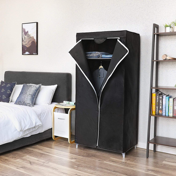 Stoffschrank Branville IV - Vliesgewebe / Eisen - Schwarz