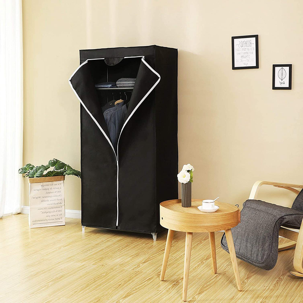 Stoffschrank Branville IV - Vliesgewebe / Eisen - Schwarz