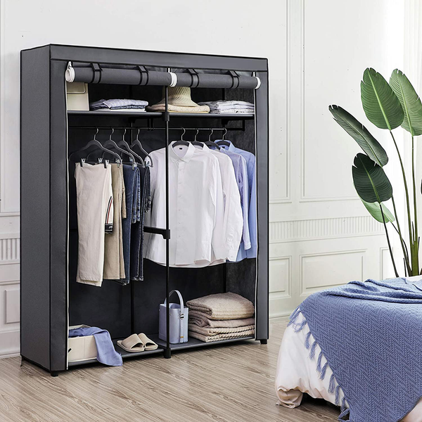 Stoffschrank Branville I - Vliesgewebe / Eisen - Grau